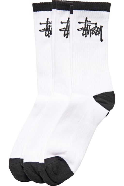 Stussy Mens Graffiti Crew (3 Pack) Socks White - LXCSP4296